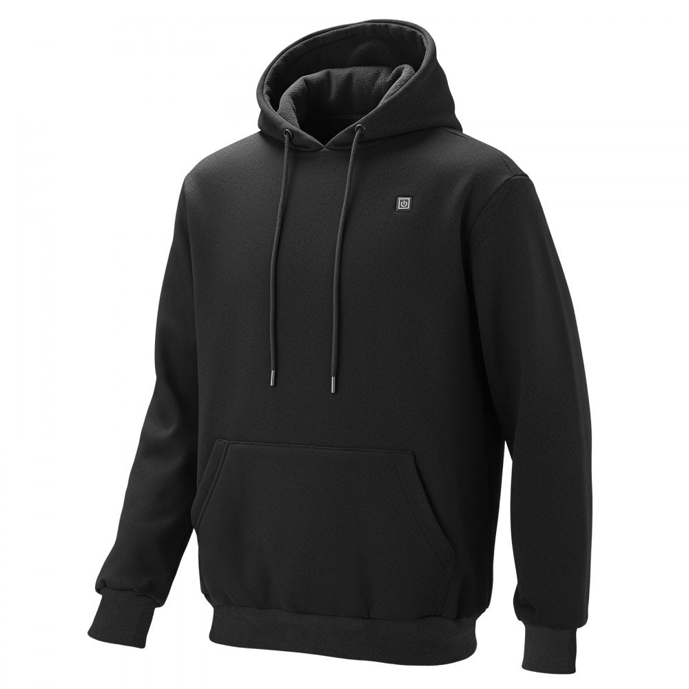 VEVOR Heated Sweatshirt Hoodie for Men Women, Heated Jacket Unisex with 7.4V 16000mAh Rechargeable Power Bank Pack, 5 Heating Zones, 3 Temp Levels, 4-8H Warmth, for Winter Outdoor Camping, Black, M Size