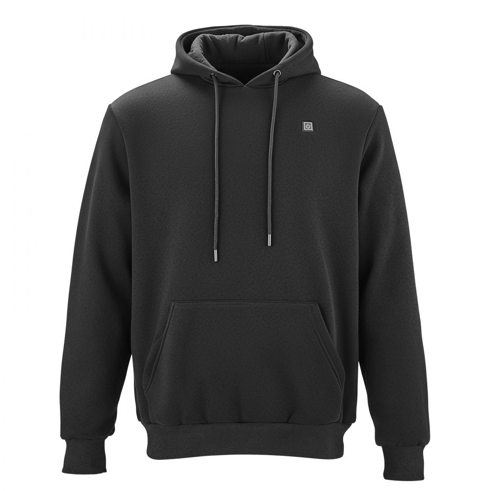 VEVOR Heated Sweatshirt Hoodie for Men Women, Heated Jacket Unisex with 7.4V 16000mAh Rechargeable Power Bank Pack, 5 Heating Zones, 3 Temp Levels, 4-8H Warmth, for Winter Outdoor Camping, Black, M Size