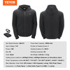 VEVOR Heated Hoodie, Unisex Heated Sweatshirt with Battery Pack 7.4V, Zip Up Electric Jacket with 5 Heating Zones for Men & Women, Lightweight Warm Heated Outdoor Pullover for Camping, M Size Black