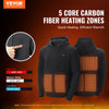 VEVOR Heated Hoodie, Unisex Heated Sweatshirt with Battery Pack 7.4V, Electric Jacket with 5 Heating Zones for Men & Women, Lightweight Warm Heated Outdoor Pullover for Fishing Camping, S Size Black