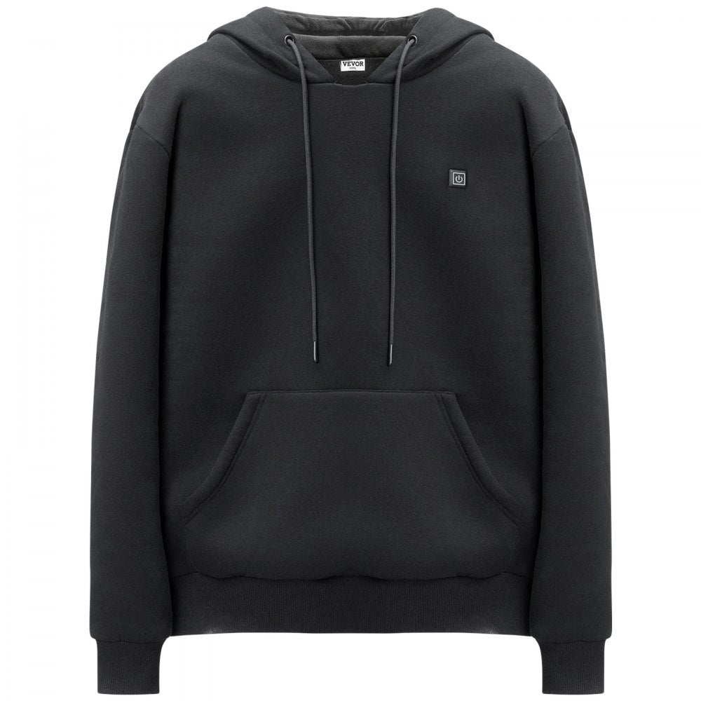 VEVOR Heated Hoodie, Unisex Heated Sweatshirt with Battery Pack 7.4V, Electric Jacket with 5 Heating Zones for Men & Women, Lightweight Warm Heated Outdoor Pullover for Fishing Camping, S Size Black