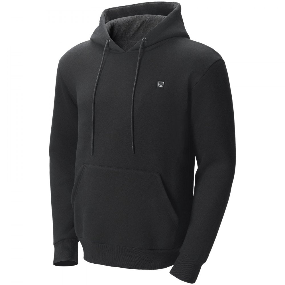 VEVOR Heated Hoodie, Unisex Heated Sweatshirt with Battery Pack 7.4V, Electric Jacket with 5 Heating Zones for Men & Women, Lightweight Warm Heated Outdoor Pullover for Fishing Camping, S Size Black