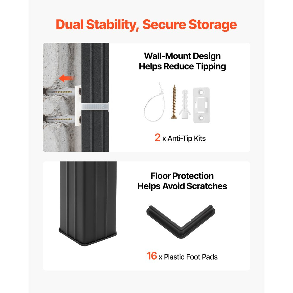 VEVOR Storage Shelves, 5-Tier Adjustable, 3000 lbs Capacity, Heavy Duty Garage Storage Shelving Unit, Metal Utility Rack Shelf, for Garage Warehouse Basement Kitchen, 36.42" W x 16.42" D x 71.38" H