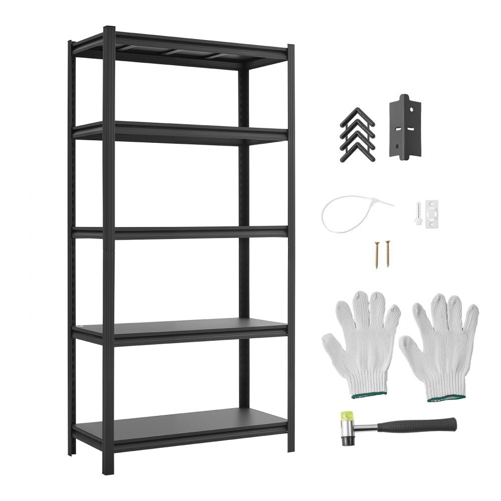 VEVOR Storage Shelves, 5-Tier Adjustable, 3000 lbs Capacity, Heavy Duty Garage Storage Shelving Unit, Metal Utility Rack Shelf, for Garage Warehouse Basement Kitchen, 36.42" W x 16.42" D x 71.38" H