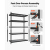 VEVOR Storage Shelves, 5-Tier Adjustable, 3000 lbs Capacity, Heavy Duty Garage Storage Shelving Unit, Metal Utility Rack Shelf, for Garage Workshop Warehouse Basement, 48.43" W x 18.31" D x 77.24" H