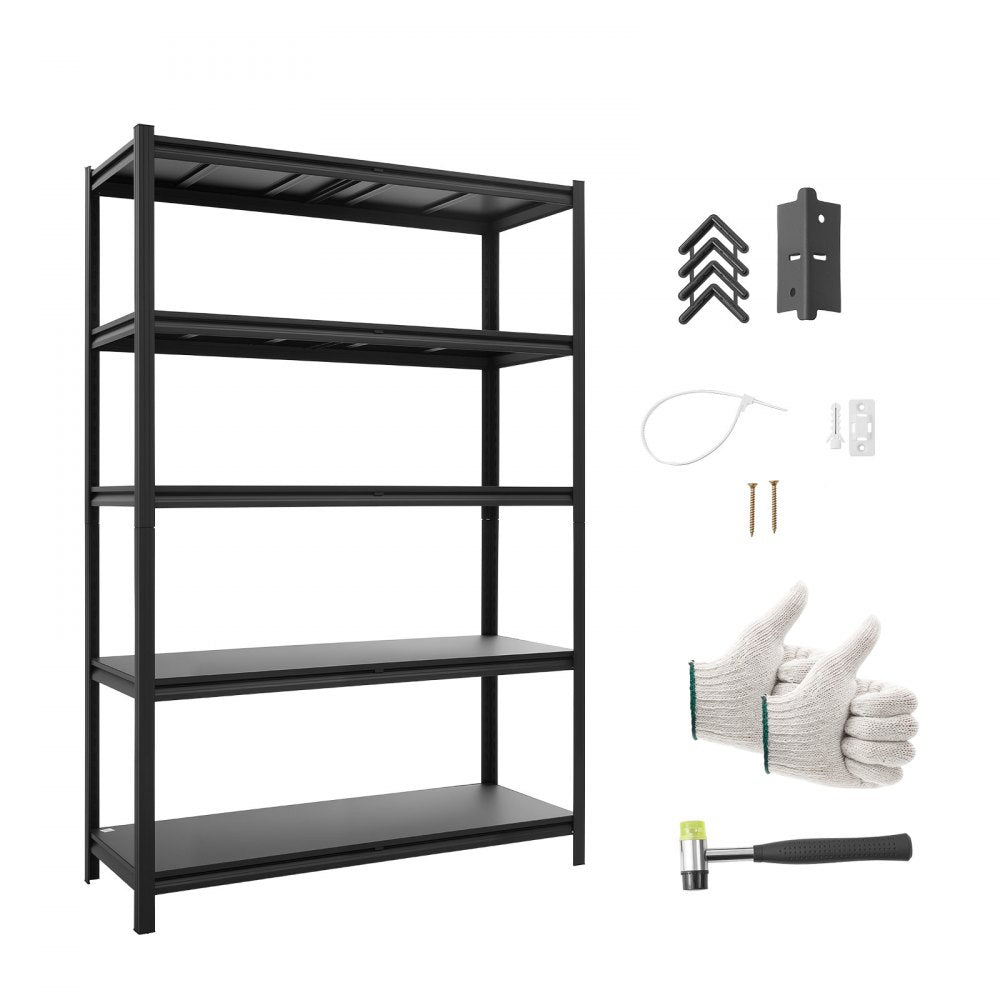 VEVOR Storage Shelves, 5-Tier Adjustable, 2500 lbs Capacity, Heavy Duty Garage Storage Shelving Unit, Metal Utility Rack Shelf, for Garage Warehouse Basement Kitchen, 48.43" W x 18.31" D x 71.38" H