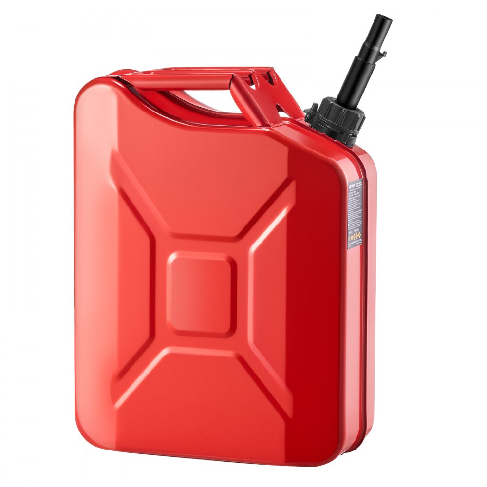 Newly Upgraded Oil-Tight！VEVOR Metal Fuel Container, 5.3 Gallon, Fuel Jerry Can with Spout and Comfort Handle, 6 L/min Max Flow Rate, Leakproof & Corrosion-resistant Metal Gas Tank Most Cars Motorcycle ATV UTV, Red