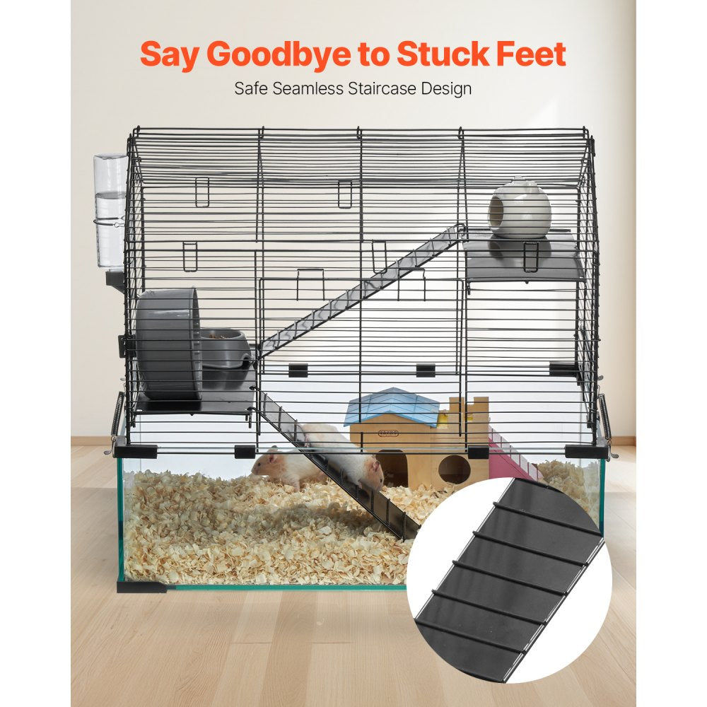 VEVOR Hamster Cage, 360° Viewing Transparent Hamster Habitats, Small Animal Cage, 22.8 x 15 x 21.3 in, Ventilated Pet Mouse Cages with Water Bottle, Portable Hamster House for Rats, Guinea Pigs