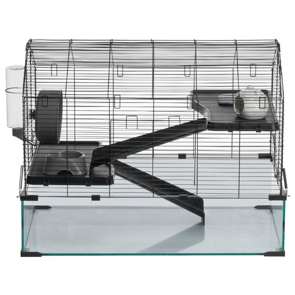 VEVOR Hamster Cage, 360° Viewing Transparent Hamster Habitats, Small Animal Cage, 29.5 x 17.3 x 24 in, Ventilated Pet Mouse Cages with Water Bottle, Portable Hamster House for Rats, Guinea Pigs