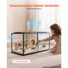 VEVOR Hamster Cage 47.2"x23.6"x25.4" 360° Viewing Metal Hamster Habitat, Transparent Small Animal Cage with Top Access & Front Door, Large Portable Pet House for Guinea Pig, Gerbil (7.7 ft², Black)