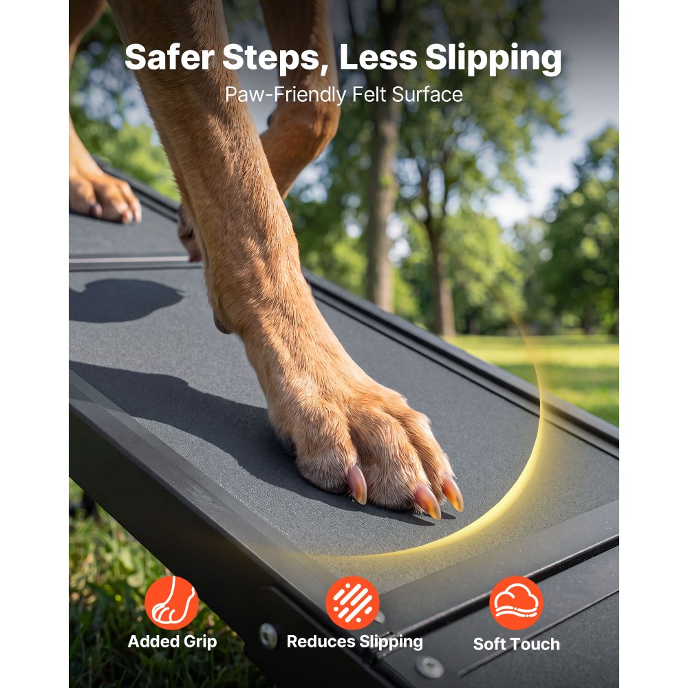 VEVOR Dog Ramp for Car 71" L x 17" W Foldable Pet Ramp Sandpaper Surface, for SUV Car Truck Outdoor, 250 lbs Capacity, Extra Long and Wide Gentler Climb, Non-Slip Portable for Medium & Large Dogs
