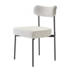 VEVOR Boucle Dining Chairs Set of 4, Mid Century Modern Sherpa Accent Chairs, Upholstered Side Chair for Dining Table, Space-Saving White Kitchen Table Chair with Curved Backrest and Black Metal Legs