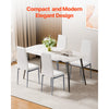 VEVOR Modern Dining Room Accent Chairs Set of 6, Upholstered Leather Side Chair for Dining Tables, Space-Saving Kitchen Table Chair with Thick Cushions and Metal Legs, White
