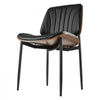 VEVOR Modern Dining Room Accent Chairs Set of 2, Upholstered Leather Side Chair for Dining Tables, Space-Saving Kitchen Table Chair with Thick Cushions and Metal Legs, Black