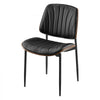 VEVOR Modern Dining Room Accent Chairs Set of 2, Upholstered Leather Side Chair for Dining Tables, Space-Saving Kitchen Table Chair with Thick Cushions and Metal Legs, Black