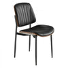 VEVOR Modern Dining Room Accent Chairs Set of 2, Upholstered Leather Side Chair for Dining Tables, Space-Saving Kitchen Table Chair with Thick Cushions and Metal Legs, Black