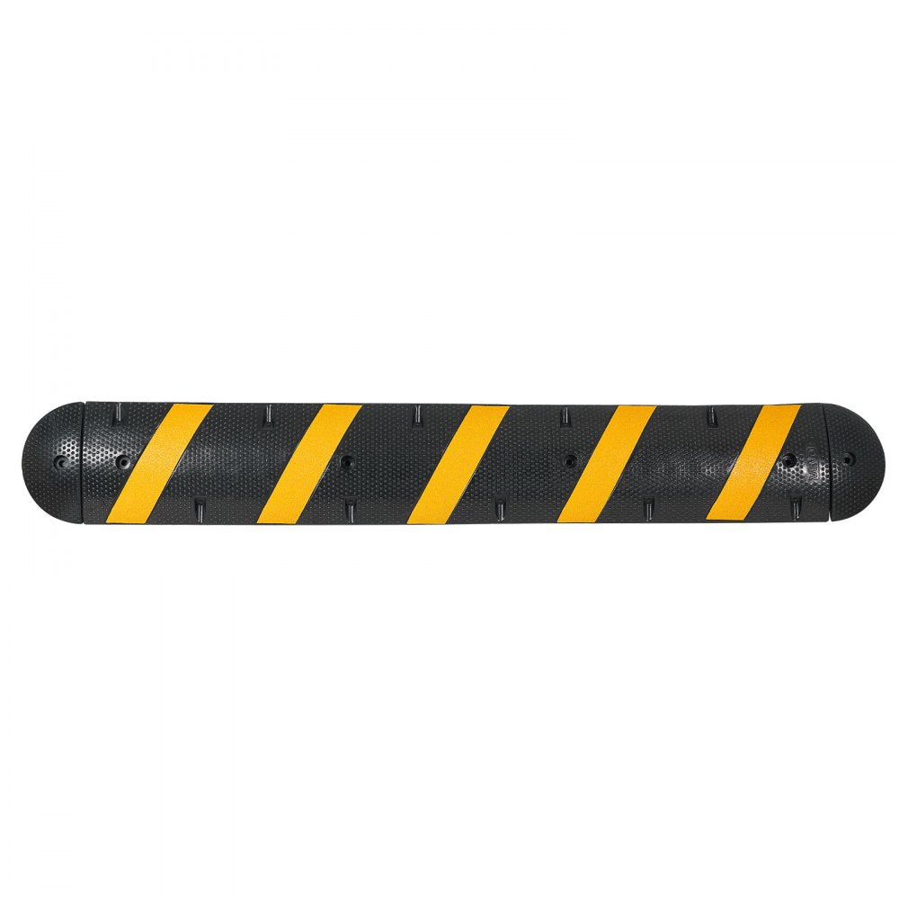VEVOR 6FT Rubber Speed Bump, 2 Channel, Heavy Duty Traffic Speed Hump, 22000 lbs/axle Load Capacity, 72 in Cable Protector Ramp with Expansion Screws, for Asphalt Concrete Gravel Driveway Road, 1 Pack