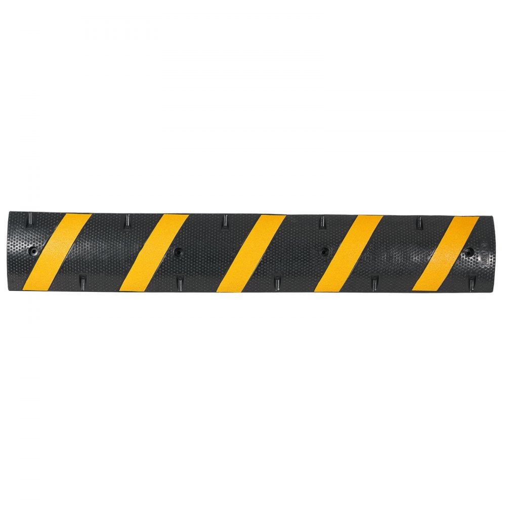 VEVOR 6FT Rubber Speed Bump, 2 Pack, 2 Channel Heavy Duty Traffic Speed Hump, 22000 lbs/Axle Load Capacity, 72 in Cable Protector Ramp with Expansion Screws, for Asphalt Concrete Gravel Driveway Road