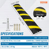 VEVOR 72'' Rubber Speed Bump, Dual Channel, Supports up to 22000 lbs, Durable Traffic Speed Hump with Bright Yellow Reflective Strip, Includes 4 Expansion Screws & Drill for Asphalt, Concrete, Grav
