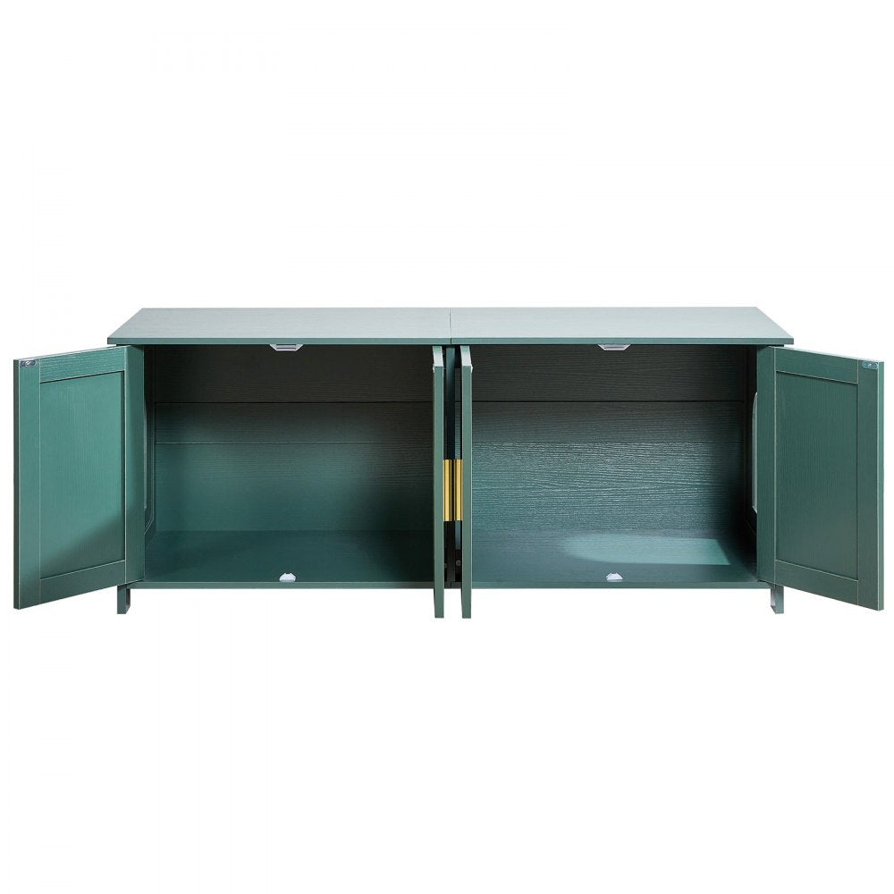 VEVOR Cat Litter Box Enclosure for Multi Cats, 47.2 in Hidden Litter Box Cabinet with 4 Doors & 2 Entries, Indoor Cat Washroom, Wooden Kitty House Furniture Side Table, Fit Most Litterboxes, Green