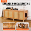 VEVOR Cat Litter Box Enclosure for 2 Cats, Litter Box Furniture Hidden with Rattan Decorated Doors, Wooden Cat Box Cabinet Fit Most of Litter Box, 47.2"L x 19.7"W x 21.7"H, Natural