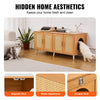 VEVOR Cat Litter Box Enclosure for 2 Cats, Litter Box Furniture Hidden with Rattan Decorated Doors, Wooden Cat Box Cabinet Fit Most of Litter Box, 47.2"L x 19.7"W x 21.7"H, Natural