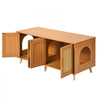 VEVOR Cat Litter Box Enclosure for 2 Cats, Litter Box Furniture Hidden with Rattan Decorated Doors, Wooden Cat Box Cabinet Fit Most of Litter Box, 47.2"L x 19.7"W x 21.7"H, Natural