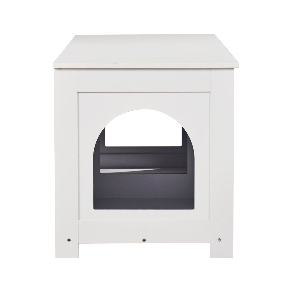 VEVOR Cat Litter Box Enclosure for 2 Cats, Litter Box Furniture Hidden with Double Rooms, Wooden Cat Box Cabinet Fit Most of Litter Box, 47.2"L x 18.5"W x 19.7"H, White
