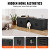 VEVOR Cat Litter Box Enclosure for 2 Cats, 57.9 in Hidden Litter Furniture, Double Room Large Cat Washroom Cabinet, Indoor Wooden Pet House TV Stand Side Table, Fit Most of Litterbox, Black