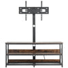 VEVOR 48" TV Stand with Mount for up to 75 in TVs, Entertainment Center with Power Outlet, Height Adjustable TV Console with Mount with 3 Tiers Open Storage Cabinets for Bedroom, Living Room, Browm