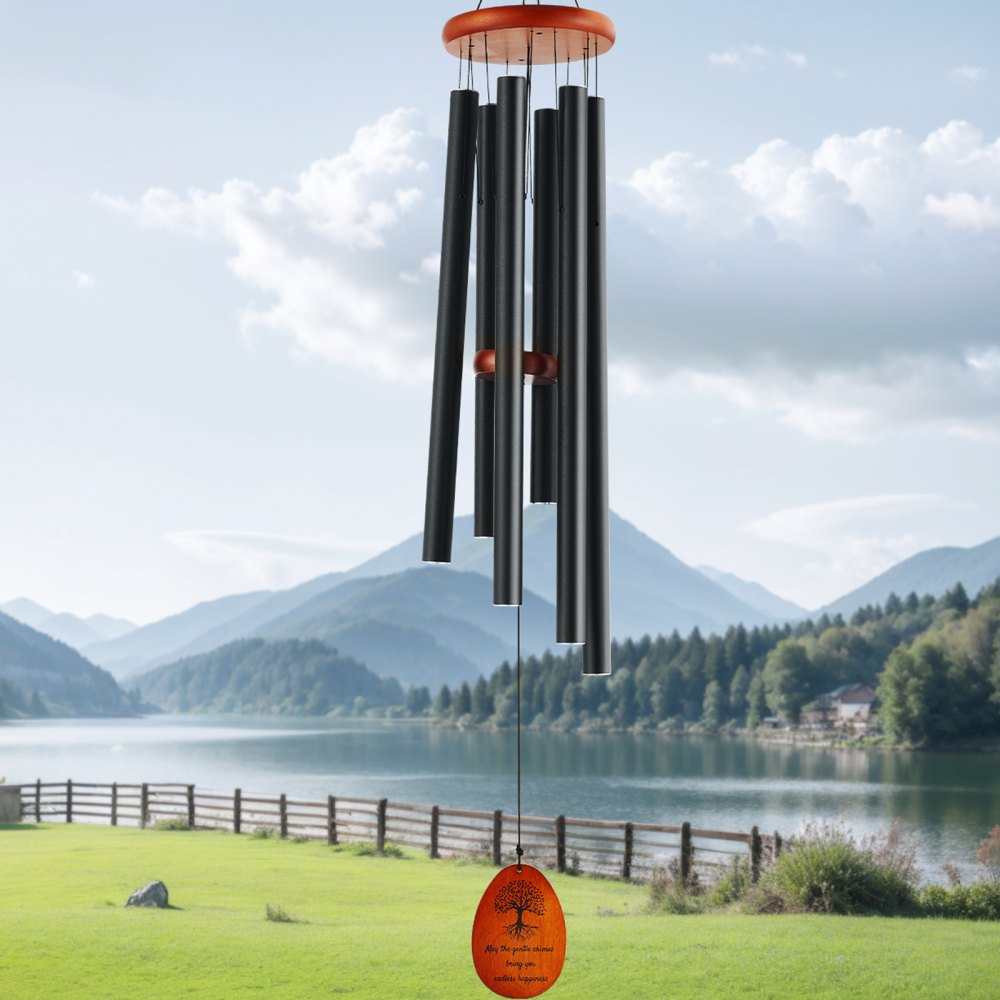 VEVOR Wind Chimes for Outside, 41 in, Deep Tone Wind Chimes with 6 Tubes, Unique Large Memorial Wind Chimes for Anniversary, Amazing Outdoor Decor for Your Patio, Porch, Garden and Backyard, Black