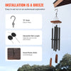 VEVOR Wind Chimes for Outside, 48 in, Deep Tone Wind Chimes with 5 Tubes, Unique Large Memorial Wind Chimes for Anniversary, Amazing Outdoor Decor for Your Patio, Porch, Garden and Backyard, Black