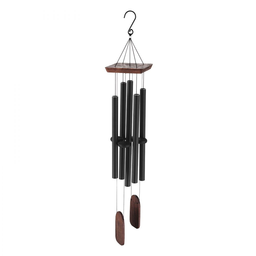VEVOR Wind Chimes for Outside, 48 in, Deep Tone Wind Chimes with 5 Tubes, Unique Large Memorial Wind Chimes for Anniversary, Amazing Outdoor Decor for Your Patio, Porch, Garden and Backyard, Black