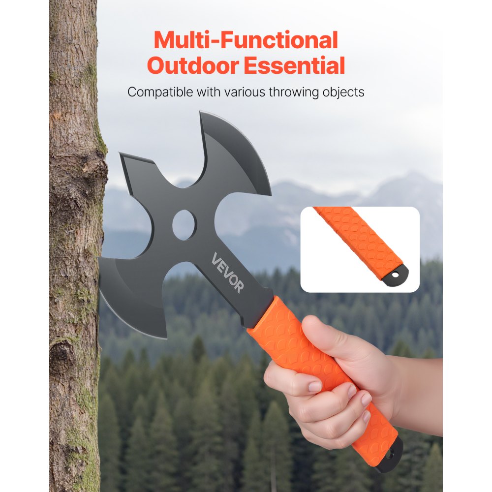 VEVOR Throwing Axes and Tomahawks, 3 Pack 13.4 inch Triple Edge Axe Throwing Hatchet Set, Stainless Steel Head with Non-Slip TPR Rubber Handle, with Black Nylon Sheath, for Recreation and Competition