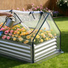 VEVOR Raised Garden Bed with Cover, 6 x 3 x 1 ft, Rectangular Galvanized Metal Planter Box Kit Outdoor, with PE Greenhouse Cover & Gloves, Rustproof Alu-Zinc, for Growing Flowers Vegetables, Silver