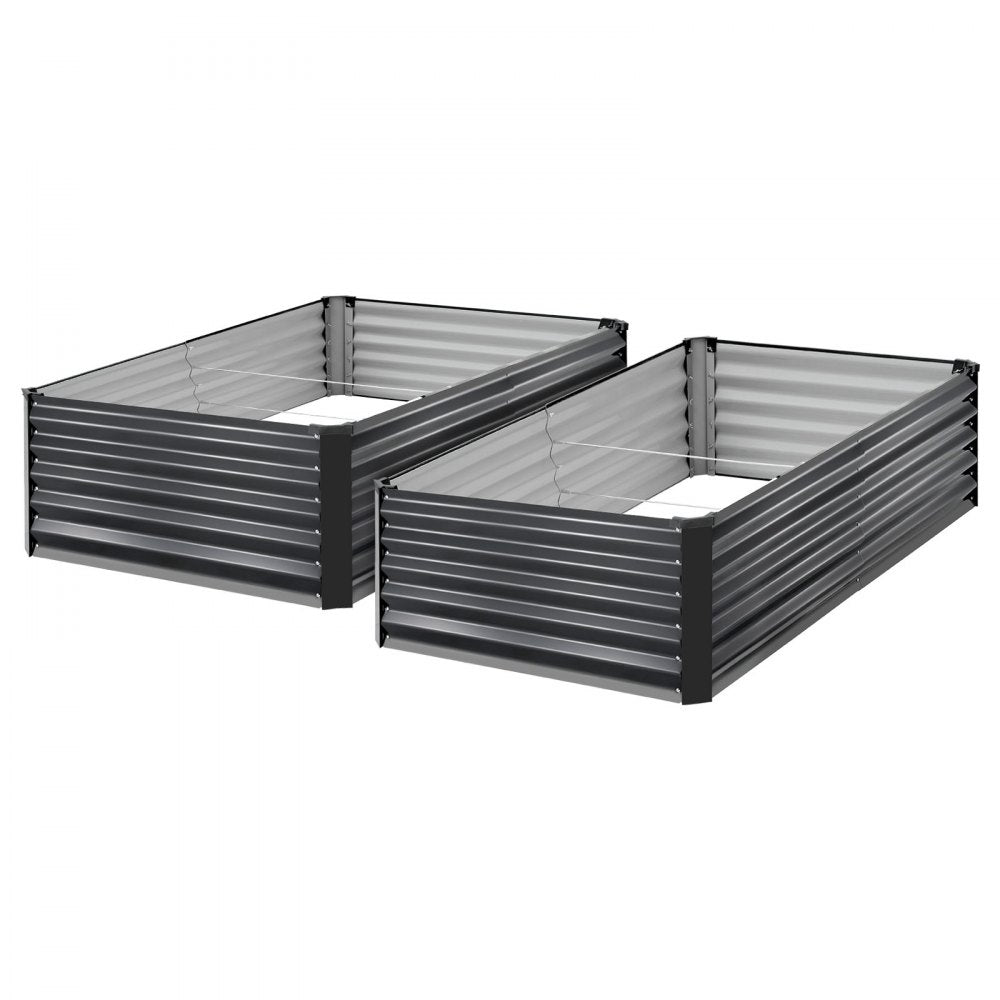 VEVOR 2 Pack Galvanized Raised Garden Beds, 6.67 x 3.35 x 1.51 ft, Rectangular Metal Planter Boxes Kit Outdoor, Elevated Planting Box with Gloves, Alu-Zinc, for Growing Flowers Vegetables, Dark Gray