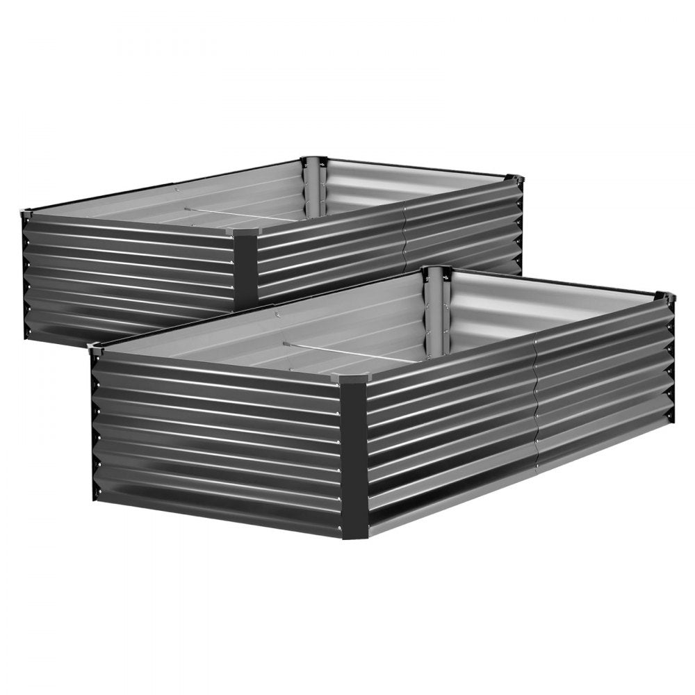 VEVOR 2 Pack Galvanized Raised Garden Beds, 6.67 x 3.35 x 1.51 ft, Rectangular Metal Planter Boxes Kit Outdoor, Elevated Planting Box with Gloves, Alu-Zinc, for Growing Flowers Vegetables, Dark Gray