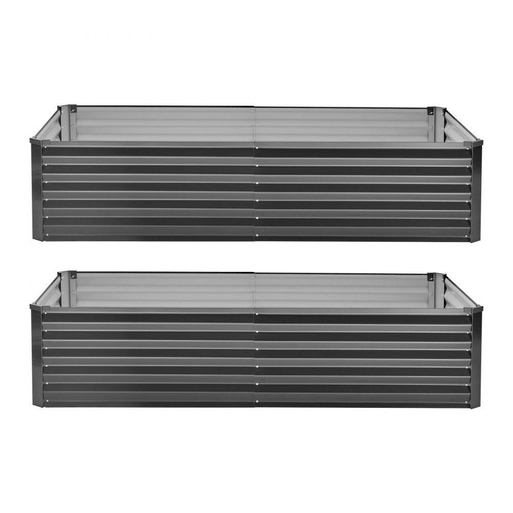 VEVOR 2 Pack Galvanized Raised Garden Beds, 6.67 x 3.35 x 1.51 ft, Rectangular Metal Planter Boxes Kit Outdoor, Elevated Planting Box with Gloves, Alu-Zinc, for Growing Flowers Vegetables, Dark Gray