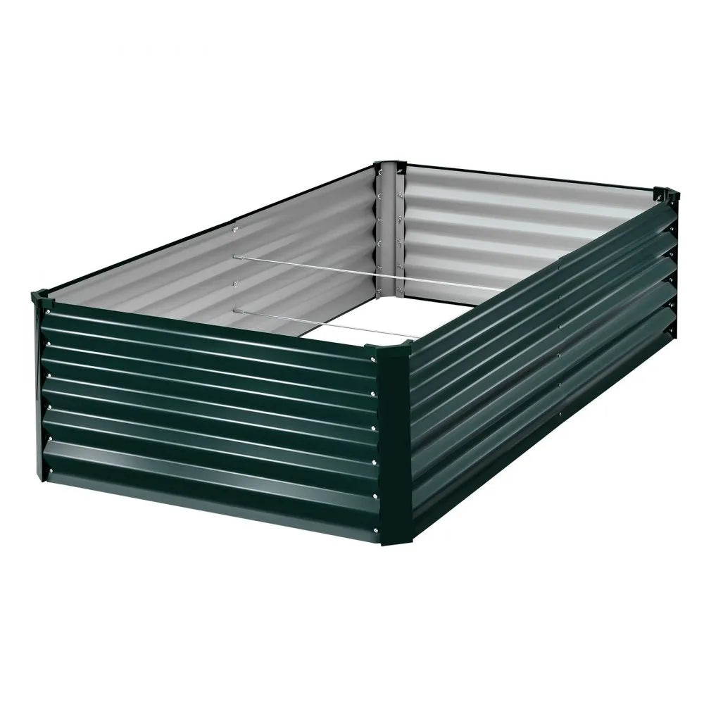 VEVOR Galvanized Raised Garden Bed, 6.67 x 3.35 x 1.51 ft, Rectangular Metal Planter Box Kit Outdoor, Rustproof Elevated Planting Box with Gloves, Alu-Zinc, for Growing Flowers Vegetables, Dark Green