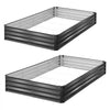 VEVOR 2 Pack Galvanized Raised Garden Beds, 8 x 4 x 1 ft, Rectangular Metal Planter Boxes Kit Outdoor, Bottomless Elevated Planting Box with Gloves, Alu-Zinc, for Growing Flowers Vegetables, Dark Gray