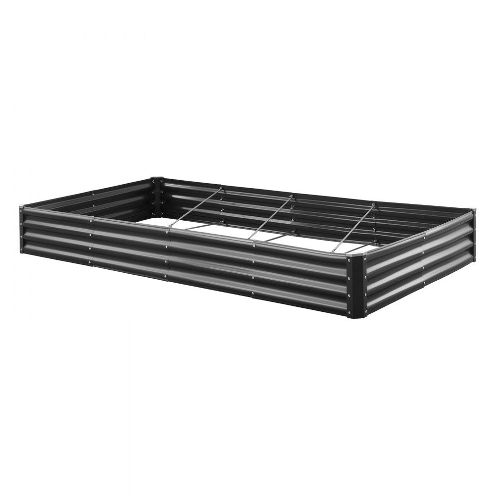 VEVOR Metal Raised Garden Bed, 8 x 4 x 1 ft Outdoor Galvalume Planter Garden Box, Open Bottom Design, Large Planter Raised Bed for Growing Vegetables, Flowers, Herbs, and Succulents, Dark Gray