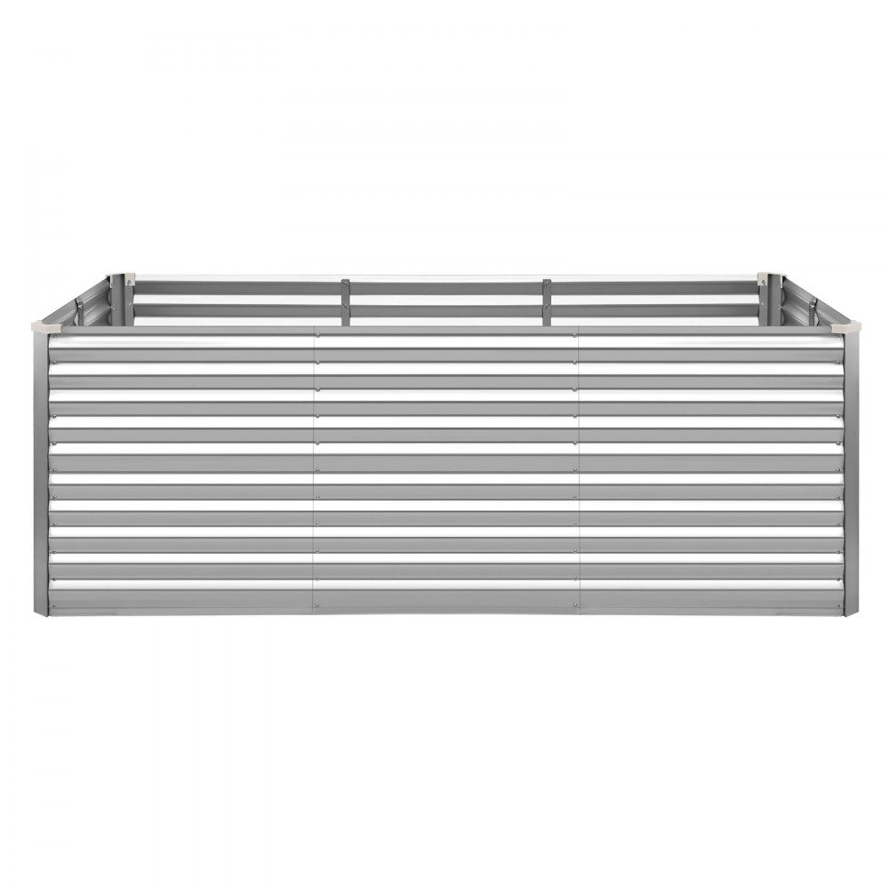 VEVOR Galvanized Raised Garden Bed, 8 x 4 x 3 ft, Rectangular Metal Planter Box Kit Outdoor, Bottomless Elevated Planting Box with Gloves, Rustproof Alu-Zinc, for Growing Flowers Vegetables, Silver
