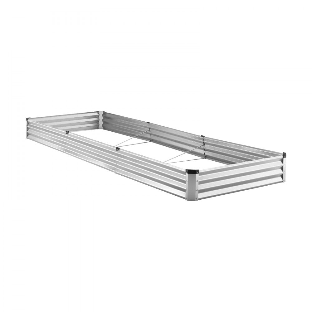 VEVOR Metal Raised Garden Bed, 12 x 4 x 1 ft Outdoor Galvanized Planter Box, with Open Bottom, Large Planter Raised Bed for Gardening Vegetables, Flowers, Herbs, and Succulent Plants, Silver