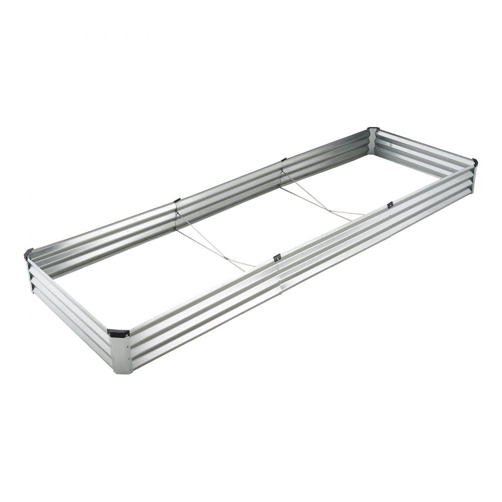 VEVOR Metal Raised Garden Bed, 12 x 4 x 1 ft Outdoor Galvanized Planter Box, with Open Bottom, Large Planter Raised Bed for Gardening Vegetables, Flowers, Herbs, and Succulent Plants, Silver