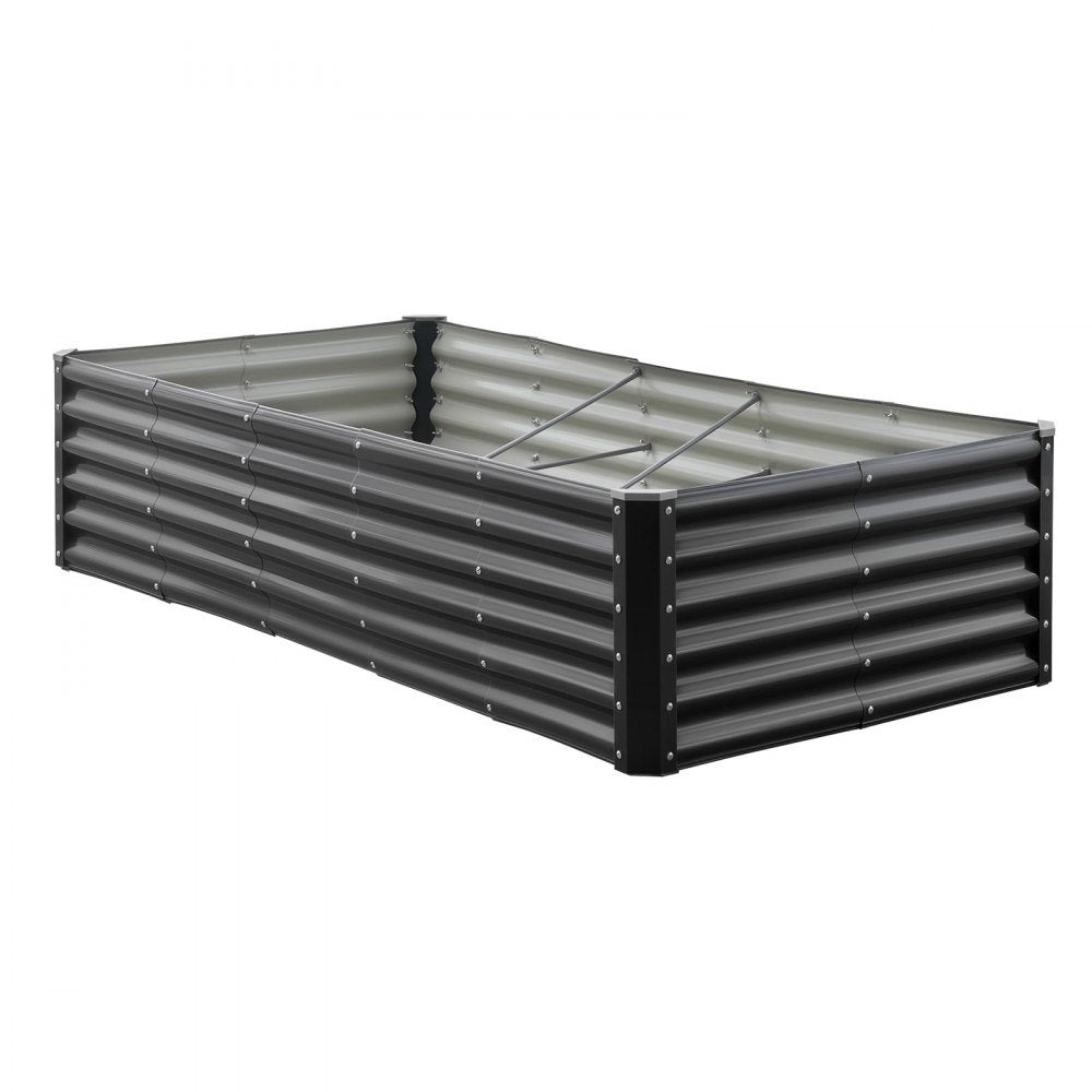 VEVOR Metal Raised Garden Bed, 6 x 3 x 1.4 ft Outdoor Galvanized Planter Garden Box, Open Bottom Design, Large Planter Raised Bed for Growing Vegetables, Flowers, Herbs, and Succulents, Dark Gray