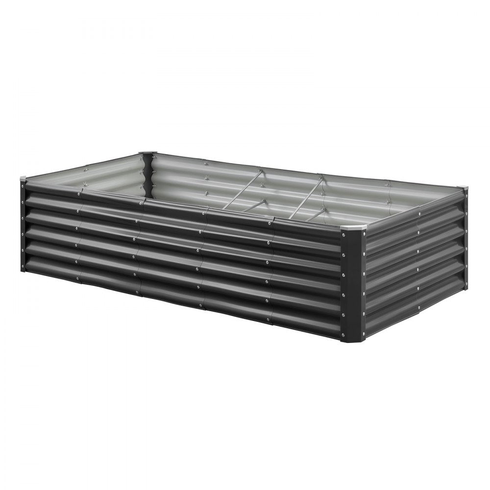 VEVOR Metal Raised Garden Bed, 6 x 3 x 1.4 ft Outdoor Galvanized Planter Garden Box, Open Bottom Design, Large Planter Raised Bed for Growing Vegetables, Flowers, Herbs, and Succulents, Dark Gray