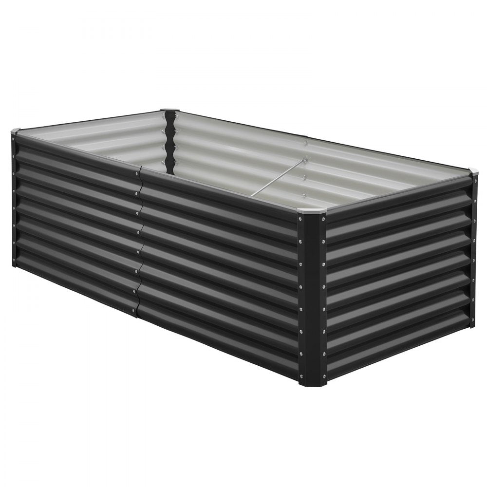 VEVOR Metal Raised Garden Bed, 6 x 3 x 2 ft Outdoor Galvanized Planter Garden Box, Open Bottom Design, Large Planter Raised Bed for Growing Vegetables, Flowers, Herbs, and Succulents, Dark Gray
