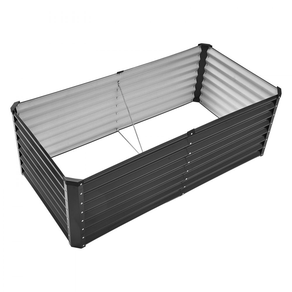 VEVOR Metal Raised Garden Bed, 6 x 3 x 2 ft Outdoor Galvanized Planter Box, with Open Bottom, Large Planter Raised Bed for Gardening Vegetables, Flowers, Herbs, and Succulent Plants, Dark Gray