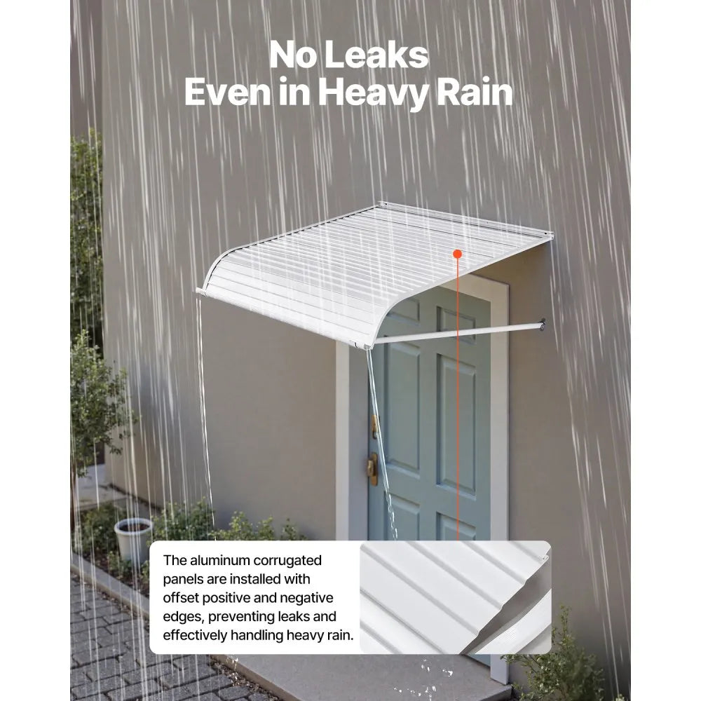 VEVOR Aluminum Awning 40 x 42 in, Durable Window Awning Door Canopy, Lightweight and Stable Aluminum Exterior Awnings Rain Snow Sunlight Protection for Door Entrance Windows Patio Porch