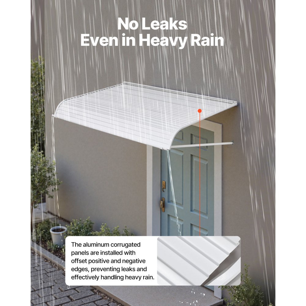 VEVOR Aluminum Awning 60 x 42 in, Durable Window Awning Door Canopy, Lightweight and Stable Aluminum Awnings for Doors Exterior Rain Snow Sunlight Protection for Door Entrance Windows Patio Porch